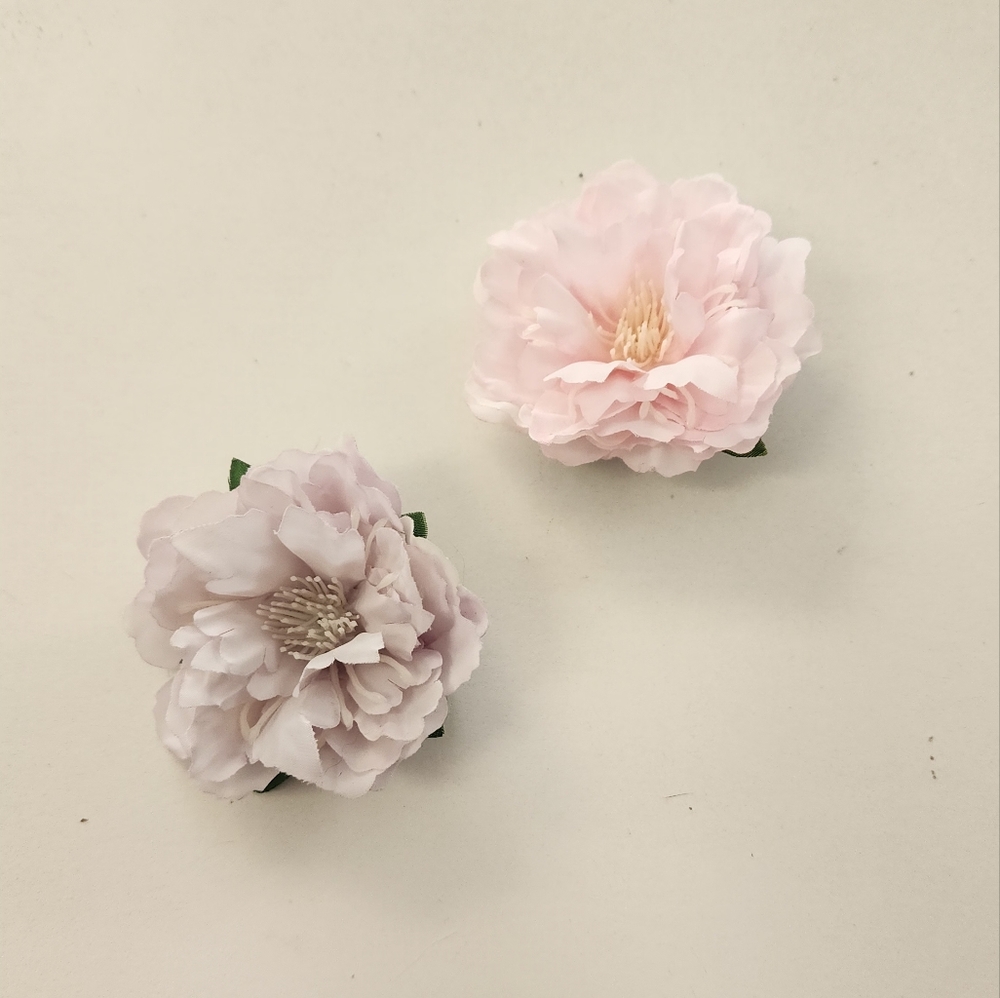 Pink And Purple Floral Flower Hair Clips